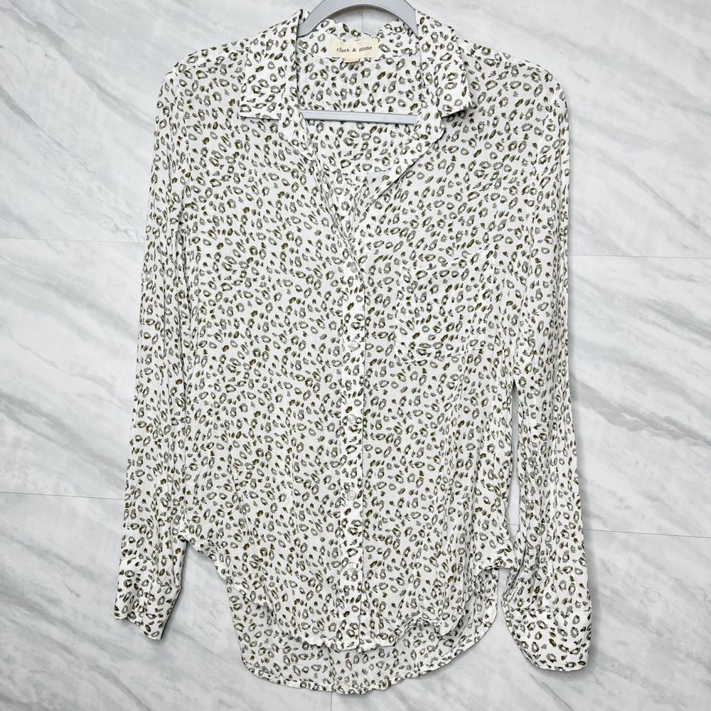 Cloth & Stone Cheetah Button Down L/S XS